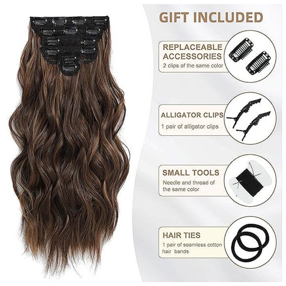 Highlight balayage dark brown Hairpieces, Light Brown&Honey Blonde - Picture 3 of 9